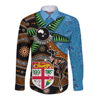 Fiji and Australia Long Sleeve Button Shirt Fijian and Aboriginal mix Culture