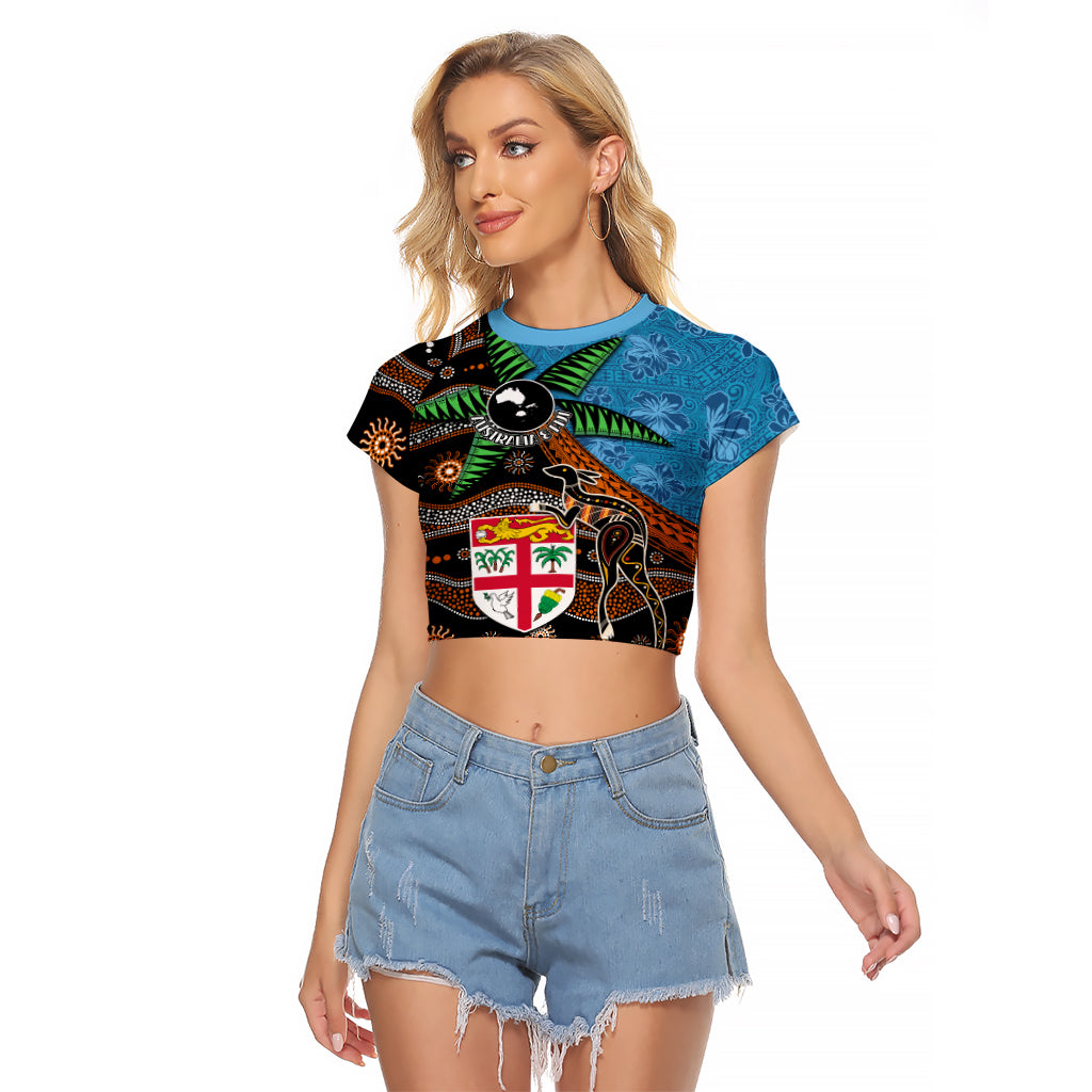 Fiji and Australia Raglan Cropped T Shirt Fijian and Aboriginal mix Culture