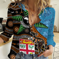 Fiji and Australia Women Casual Shirt Fijian and Aboriginal mix Culture