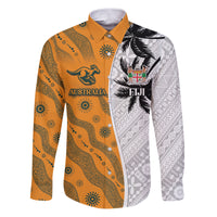 Custom Fiji and Australia Rugby Family Matching Puletasi and Hawaiian Shirt Tapa Mix Aboriginal Pattern Half Style