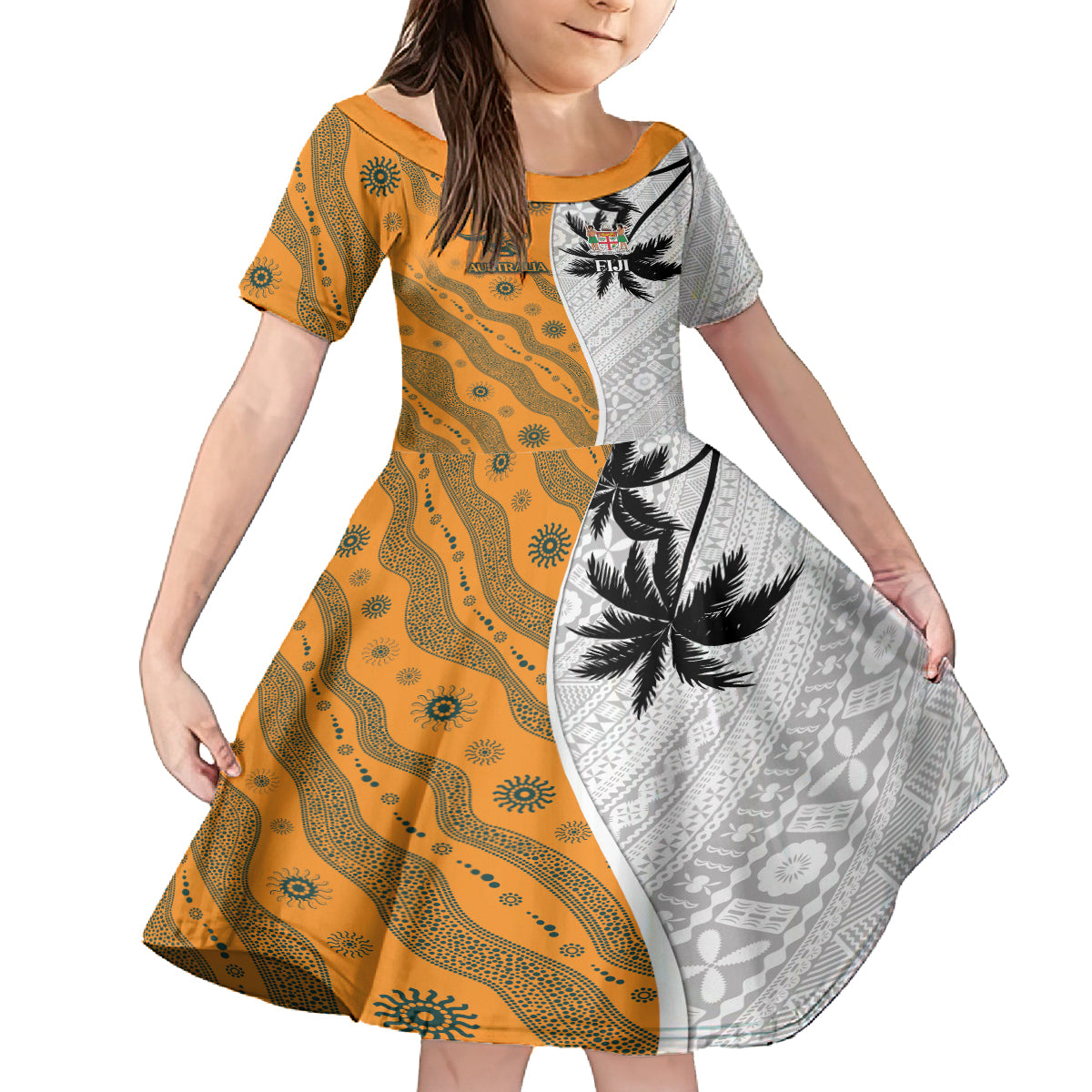 Custom Fiji and Australia Rugby Family Matching Summer Maxi Dress and Hawaiian Shirt Tapa Mix Aboriginal Pattern Half Style