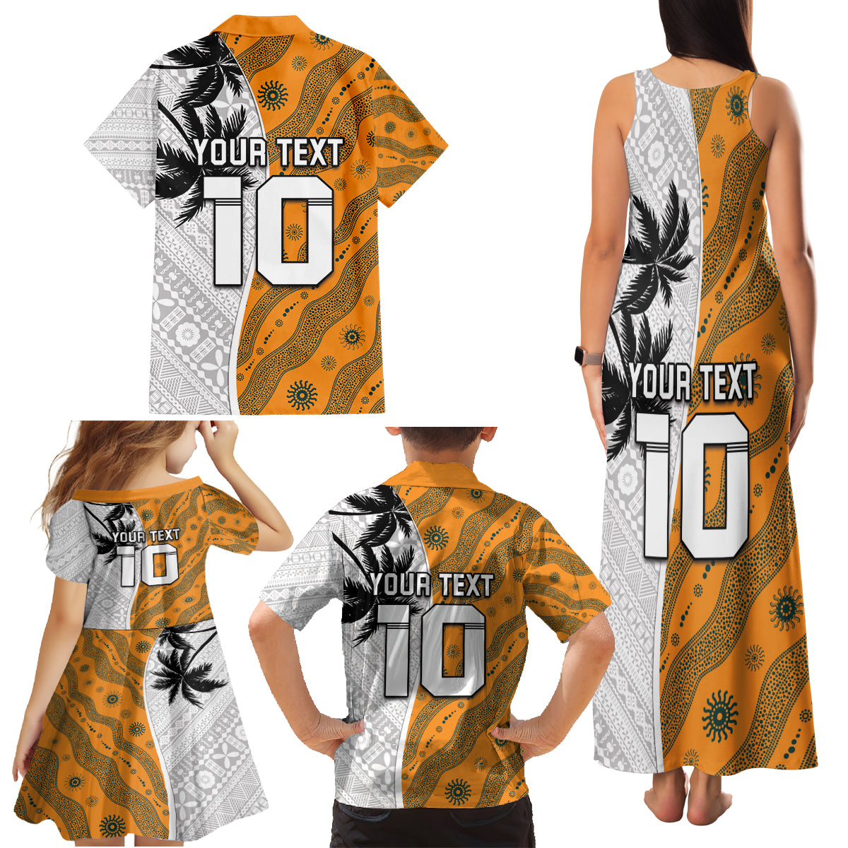 Custom Fiji and Australia Rugby Family Matching Tank Maxi Dress and Hawaiian Shirt Tapa Mix Aboriginal Pattern Half Style