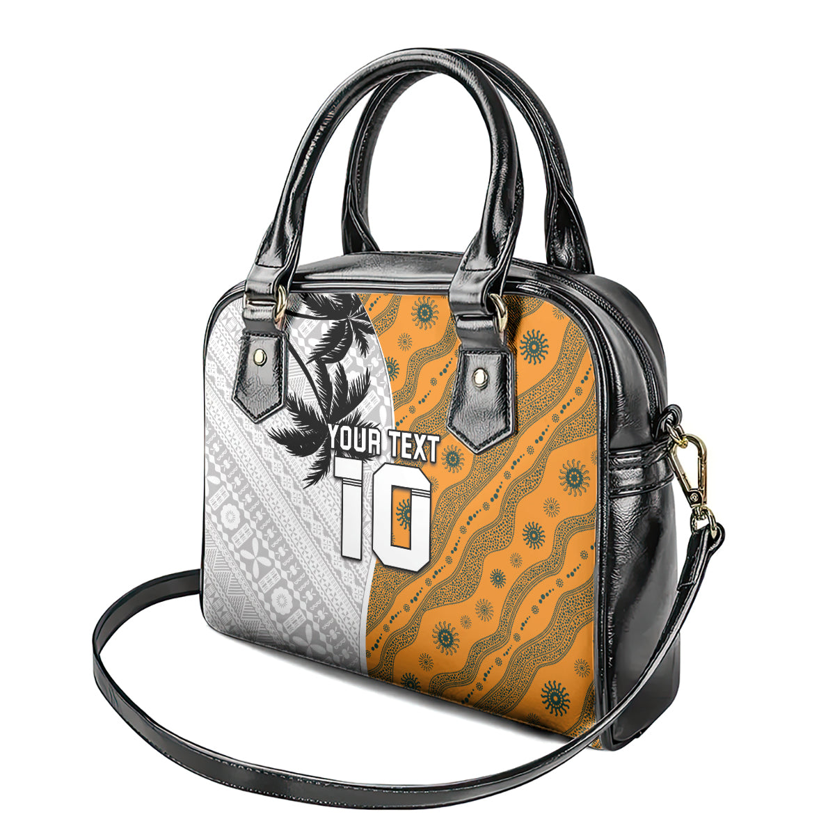 Custom Fiji and Australia Rugby Shoulder Handbag Tapa Mix Aboriginal Pattern Half Style