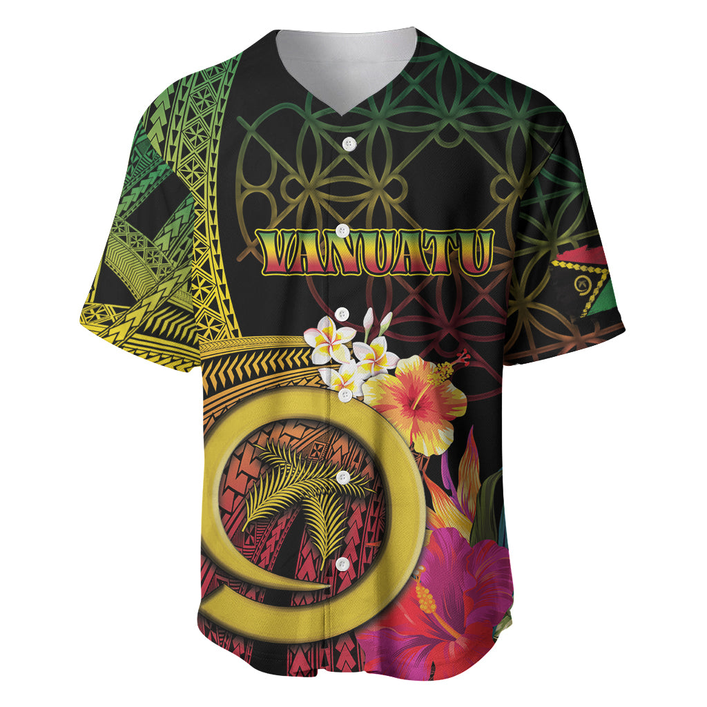 Vanuatu Independence Day Baseball Jersey Sand Drawing Melanesian Vibes LT03 Black - Polynesian Pride