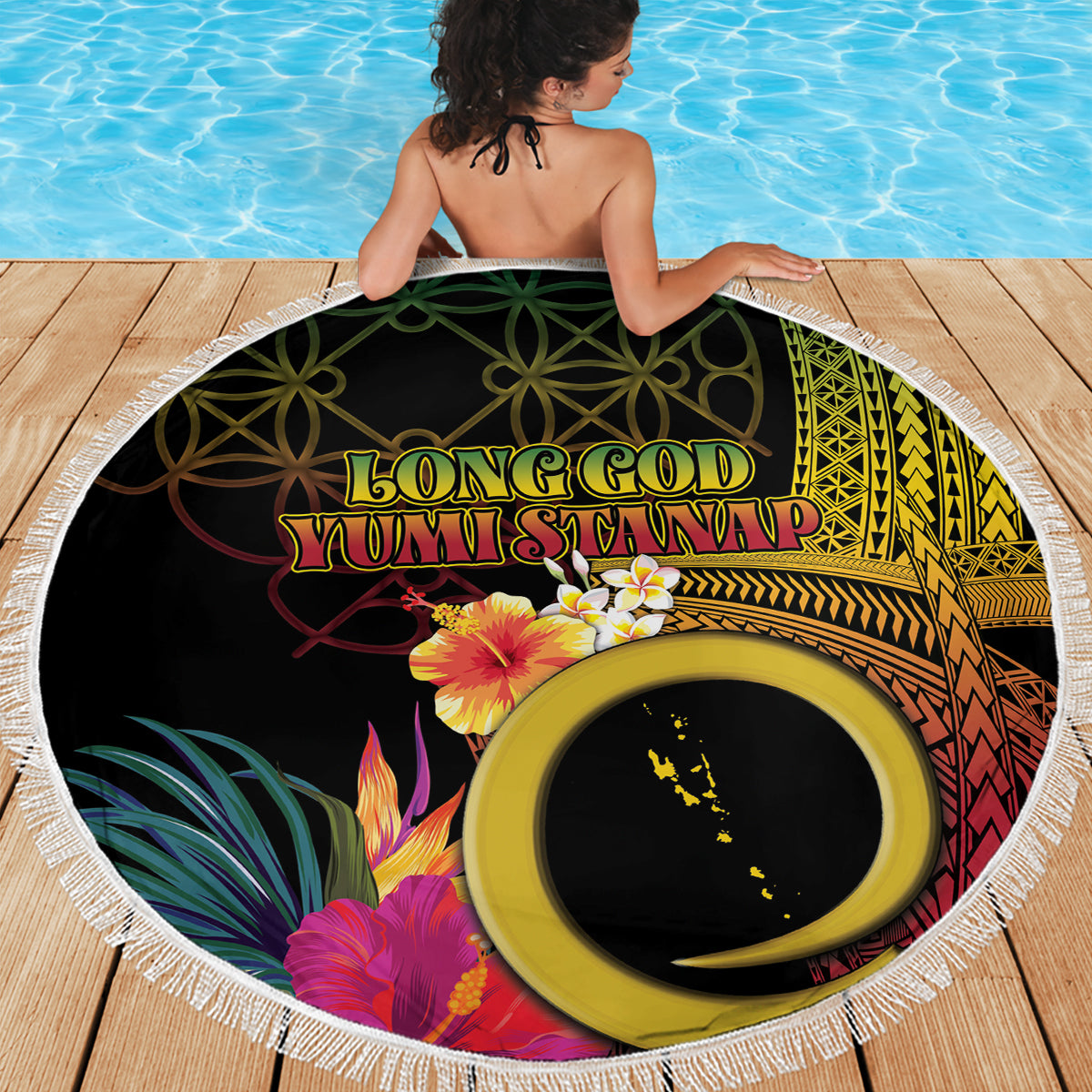 Vanuatu Independence Day Beach Blanket Sand Drawing Melanesian Vibes LT03 - Polynesian Pride
