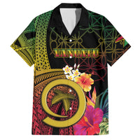 Vanuatu Independence Day Family Matching Puletasi and Hawaiian Shirt Sand Drawing Melanesian Vibes LT03 Dad's Shirt - Short Sleeve Black - Polynesian Pride