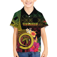 Vanuatu Independence Day Family Matching Short Sleeve Bodycon Dress and Hawaiian Shirt Sand Drawing Melanesian Vibes LT03 Son's Shirt Black - Polynesian Pride