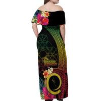 Vanuatu Independence Day Off Shoulder Maxi Dress Sand Drawing Melanesian Vibes