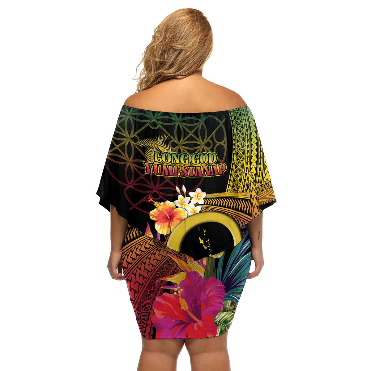 Vanuatu Independence Day Off Shoulder Short Dress Sand Drawing Melanesian Vibes