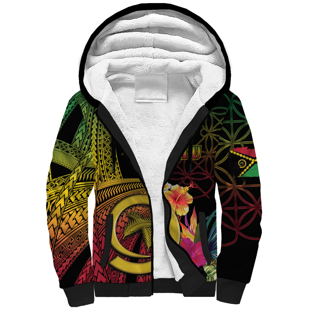 Vanuatu Independence Day Sherpa Hoodie Sand Drawing Melanesian Vibes