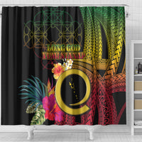 Vanuatu Independence Day Shower Curtain Sand Drawing Melanesian Vibes