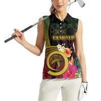 Vanuatu Independence Day Women Sleeveless Polo Shirt Sand Drawing Melanesian Vibes