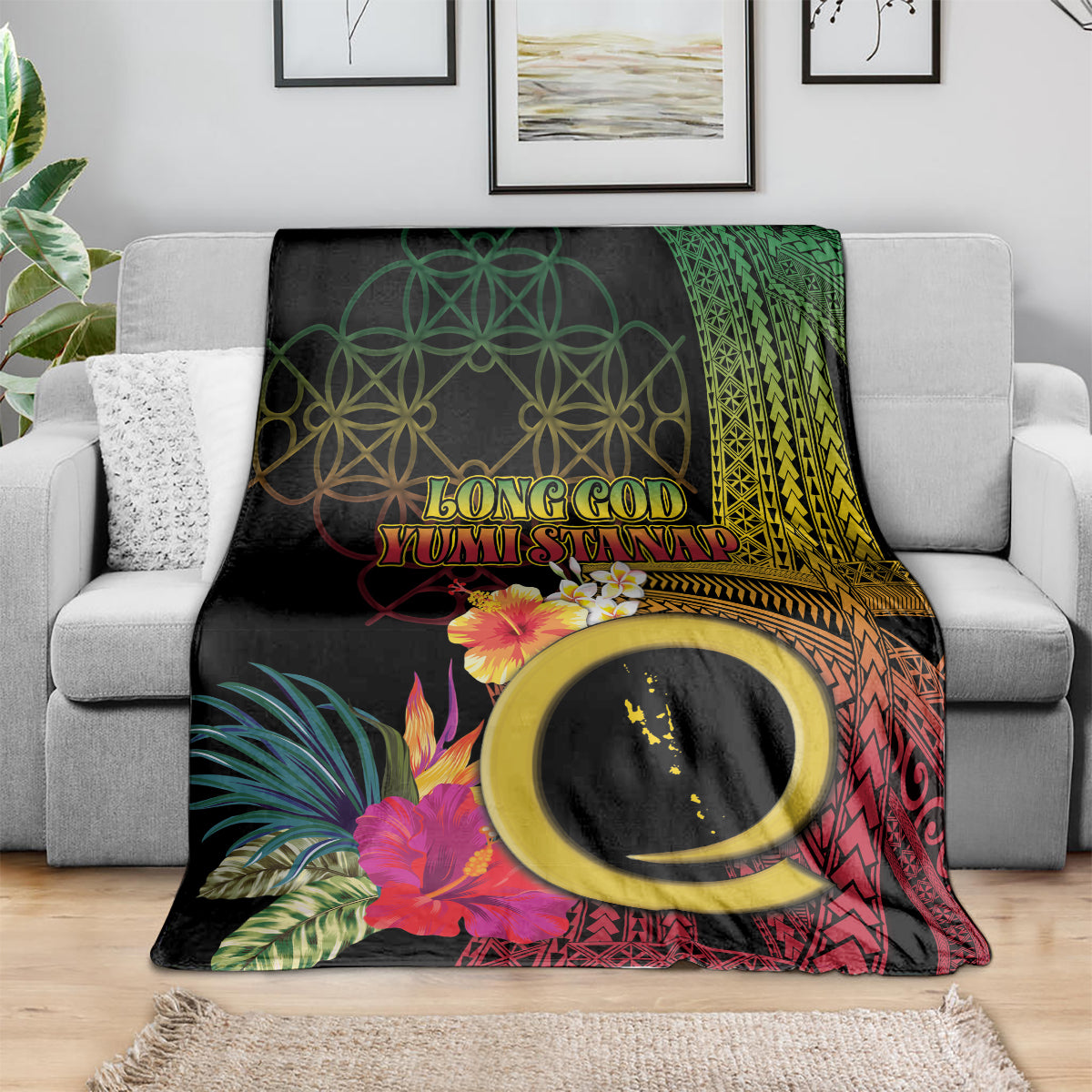 Vanuatu Selebretem 44th Indipendens Dei Blanket Sand Drawing Melanesian Vibes LT03 - Polynesian Pride