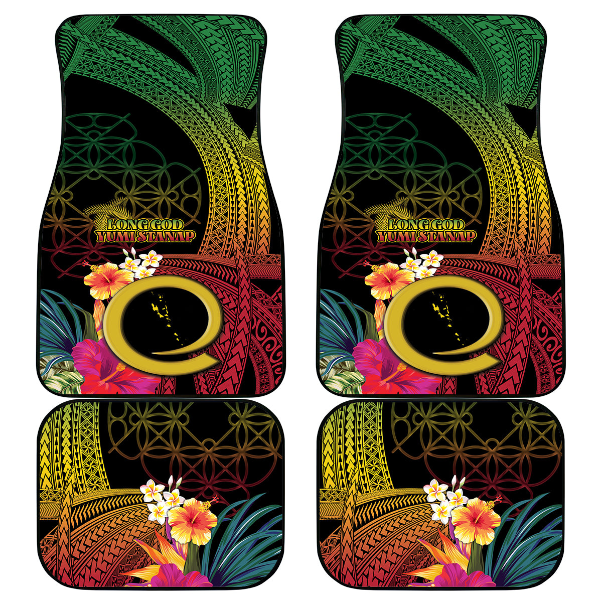 Vanuatu Selebretem 44th Indipendens Dei Car Mats Sand Drawing Melanesian Vibes