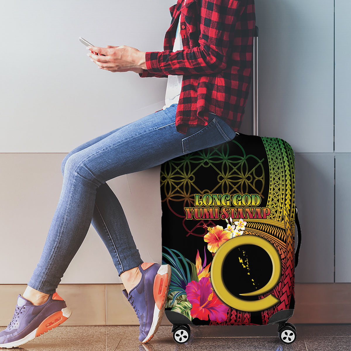 Vanuatu Selebretem 44th Indipendens Dei Luggage Cover Sand Drawing Melanesian Vibes