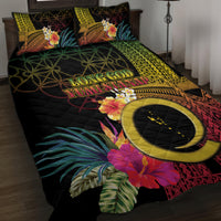 Vanuatu Selebretem 44th Indipendens Dei Quilt Bed Set Sand Drawing Melanesian Vibes