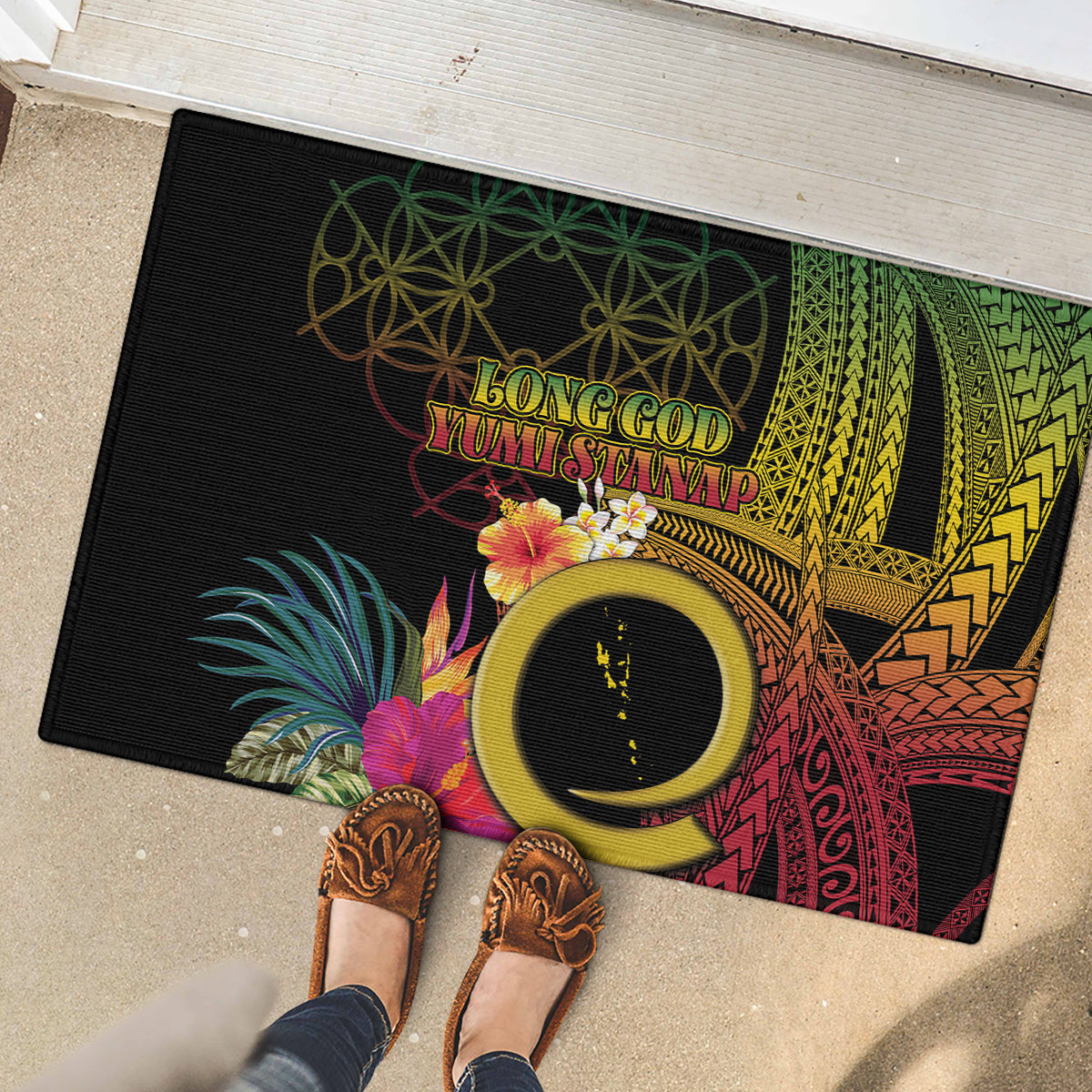 Vanuatu Selebretem 44th Indipendens Dei Rubber Doormat Sand Drawing Melanesian Vibes