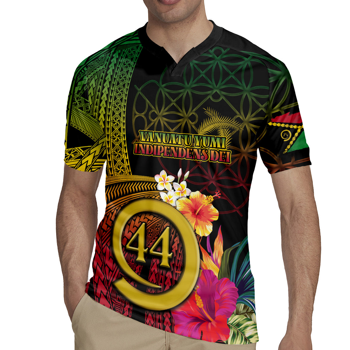 Vanuatu Selebretem 44th Indipendens Dei Rugby Jersey Sand Drawing Melanesian Vibes