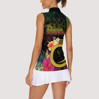 Vanuatu Selebretem 44th Indipendens Dei Women Sleeveless Polo Shirt Sand Drawing Melanesian Vibes LT03 - Polynesian Pride