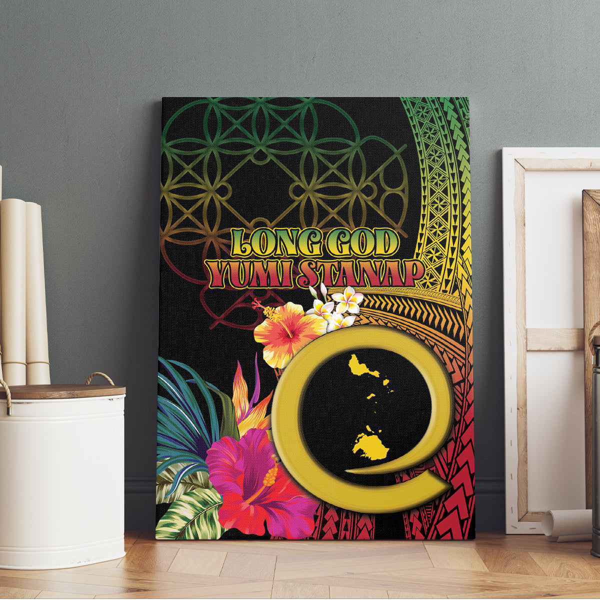 Vanuatu Shefa Day Canvas Wall Art Sand Drawing Melanesian