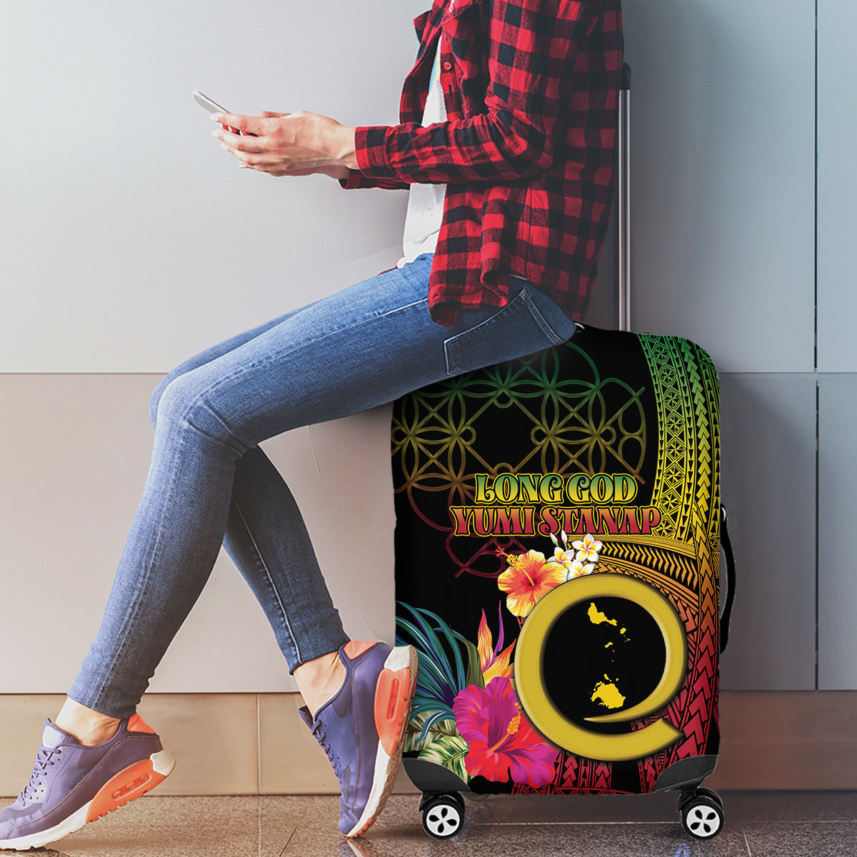 Vanuatu Shefa Day Luggage Cover Sand Drawing Melanesian