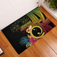 Vanuatu Shefa Day Rubber Doormat Sand Drawing Melanesian LT03 Black - Polynesian Pride