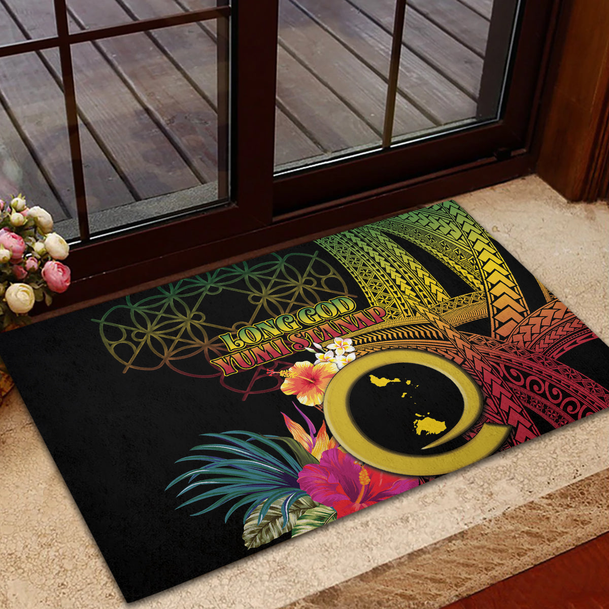 Vanuatu Shefa Day Rubber Doormat Sand Drawing Melanesian LT03 - Polynesian Pride