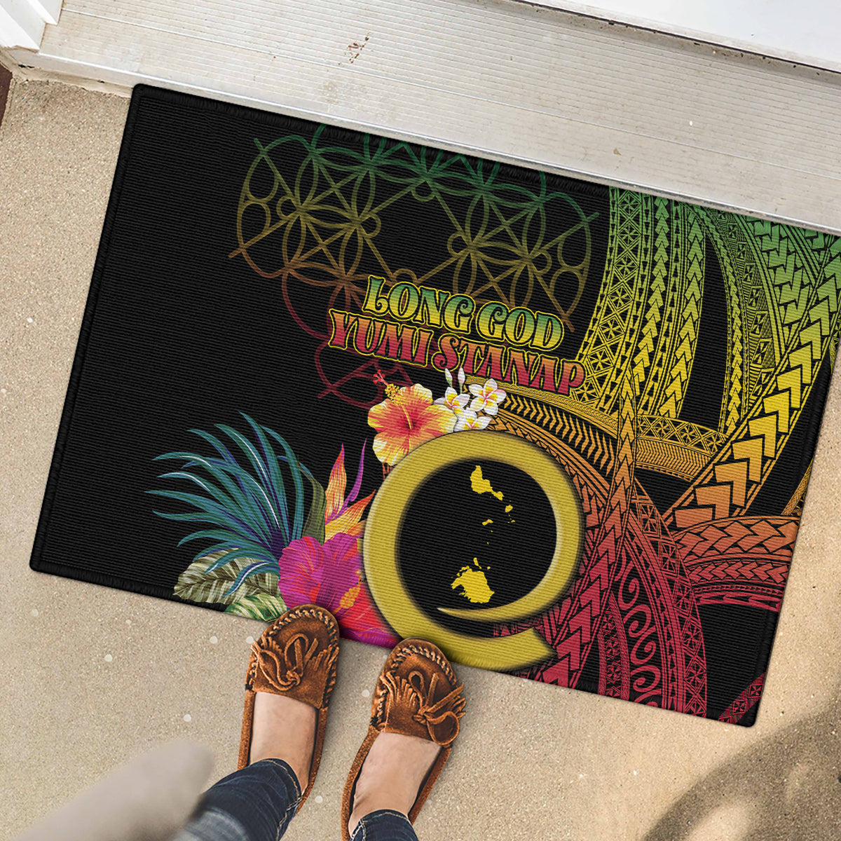 Vanuatu Shefa Day Rubber Doormat Sand Drawing Melanesian LT03 - Polynesian Pride