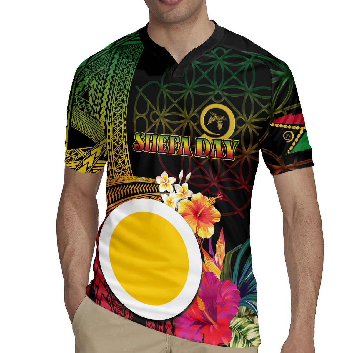 Vanuatu Shefa Day Rugby Jersey Sand Drawing Melanesian