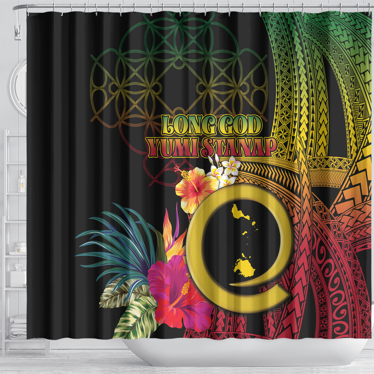 Vanuatu Shefa Day Shower Curtain Sand Drawing Melanesian LT03 - Polynesian Pride
