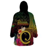 Vanuatu Shefa Day Wearable Blanket Hoodie Sand Drawing Melanesian LT03 - Polynesian Pride
