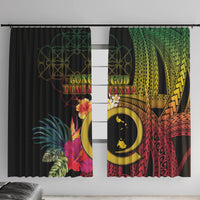 Vanuatu Shefa Day Window Curtain Sand Drawing Melanesian LT03 With Hooks Black - Polynesian Pride