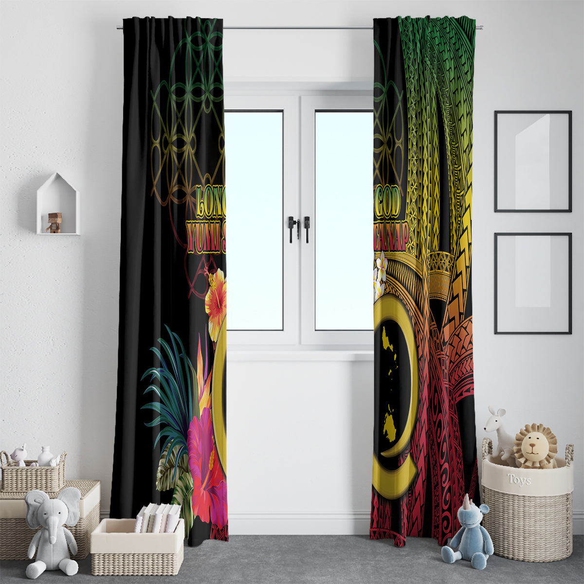 Vanuatu Shefa Day Window Curtain Sand Drawing Melanesian LT03 - Polynesian Pride