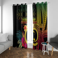 Vanuatu Shefa Day Window Curtain Sand Drawing Melanesian LT03 With Grommets Black - Polynesian Pride