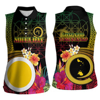 Vanuatu Shefa Day Women Sleeveless Polo Shirt Sand Drawing Melanesian LT03 - Polynesian Pride