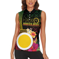Vanuatu Shefa Day Women Sleeveless Polo Shirt Sand Drawing Melanesian LT03 - Polynesian Pride