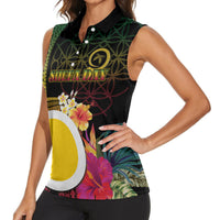Vanuatu Shefa Day Women Sleeveless Polo Shirt Sand Drawing Melanesian LT03 - Polynesian Pride