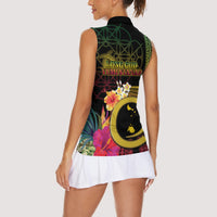 Vanuatu Shefa Day Women Sleeveless Polo Shirt Sand Drawing Melanesian LT03 - Polynesian Pride