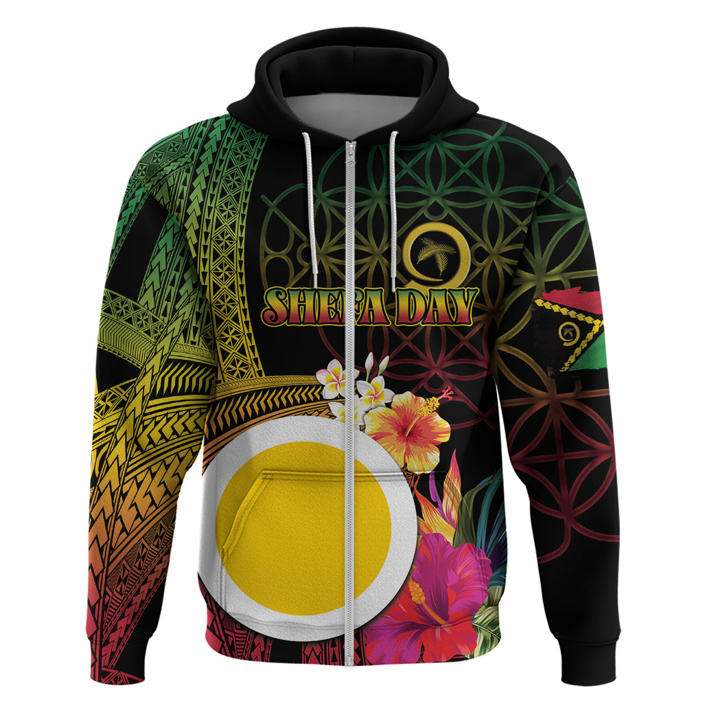Vanuatu Shefa Day Zip Hoodie Sand Drawing Melanesian