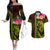 Hawaiian Reggae Music Couples Matching Off The Shoulder Long Sleeve Dress and Hawaiian Shirt Jamaica Singer Tribal Polynesian and Hibiscus