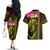 Hawaiian Reggae Music Couples Matching Off The Shoulder Long Sleeve Dress and Hawaiian Shirt Jamaica Singer Tribal Polynesian and Hibiscus
