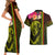 Hawaiian Reggae Music Couples Matching Short Sleeve Bodycon Dress and Hawaiian Shirt Jamaica Singer Tribal Polynesian and Hibiscus