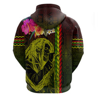Hawaiian Reggae Music Hoodie Jamaica Singer Tribal Polynesian and Hibiscus