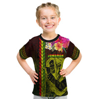 Hawaiian Reggae Music Kid T Shirt Jamaica Singer Tribal Polynesian and Hibiscus