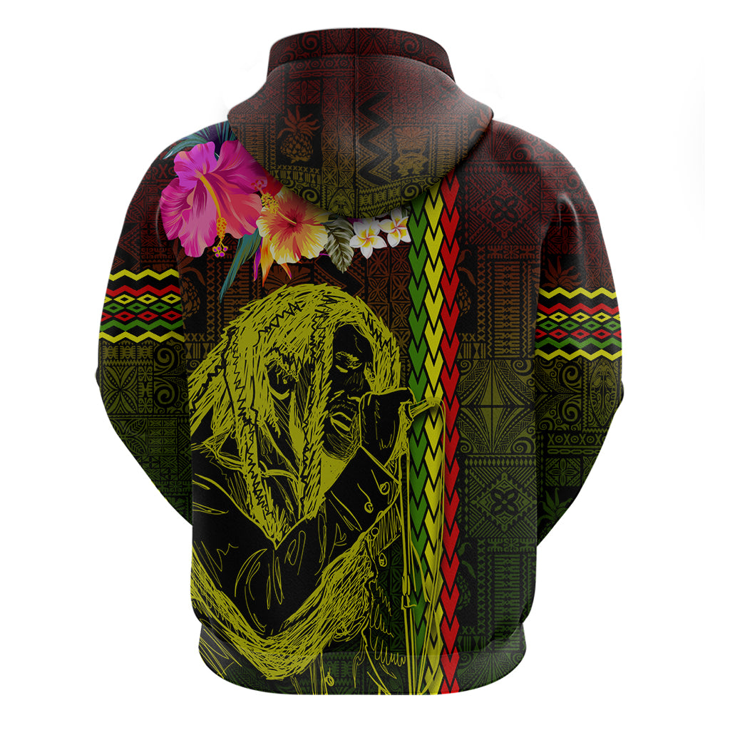 Hawaiian Reggae Music Zip Hoodie Jamaica Singer Tribal Polynesian and Hibiscus LT03 - Polynesian Pride