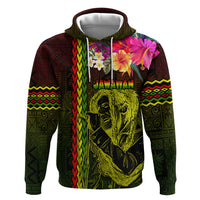 Hawaiian Reggae Music Zip Hoodie Jamaica Singer Tribal Polynesian and Hibiscus LT03 Pullover Hoodie Black - Polynesian Pride