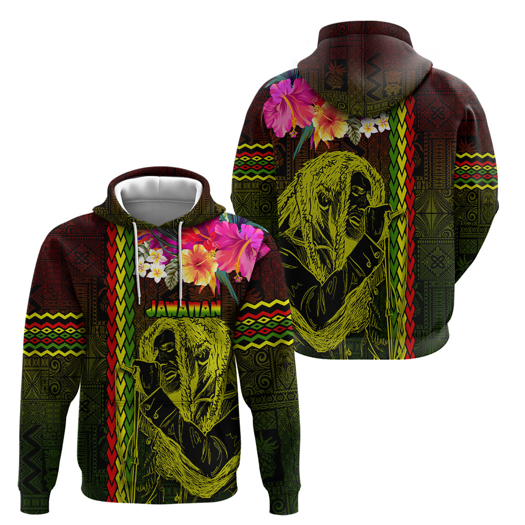 Hawaiian Reggae Music Zip Hoodie Jamaica Singer Tribal Polynesian and Hibiscus LT03 - Polynesian Pride