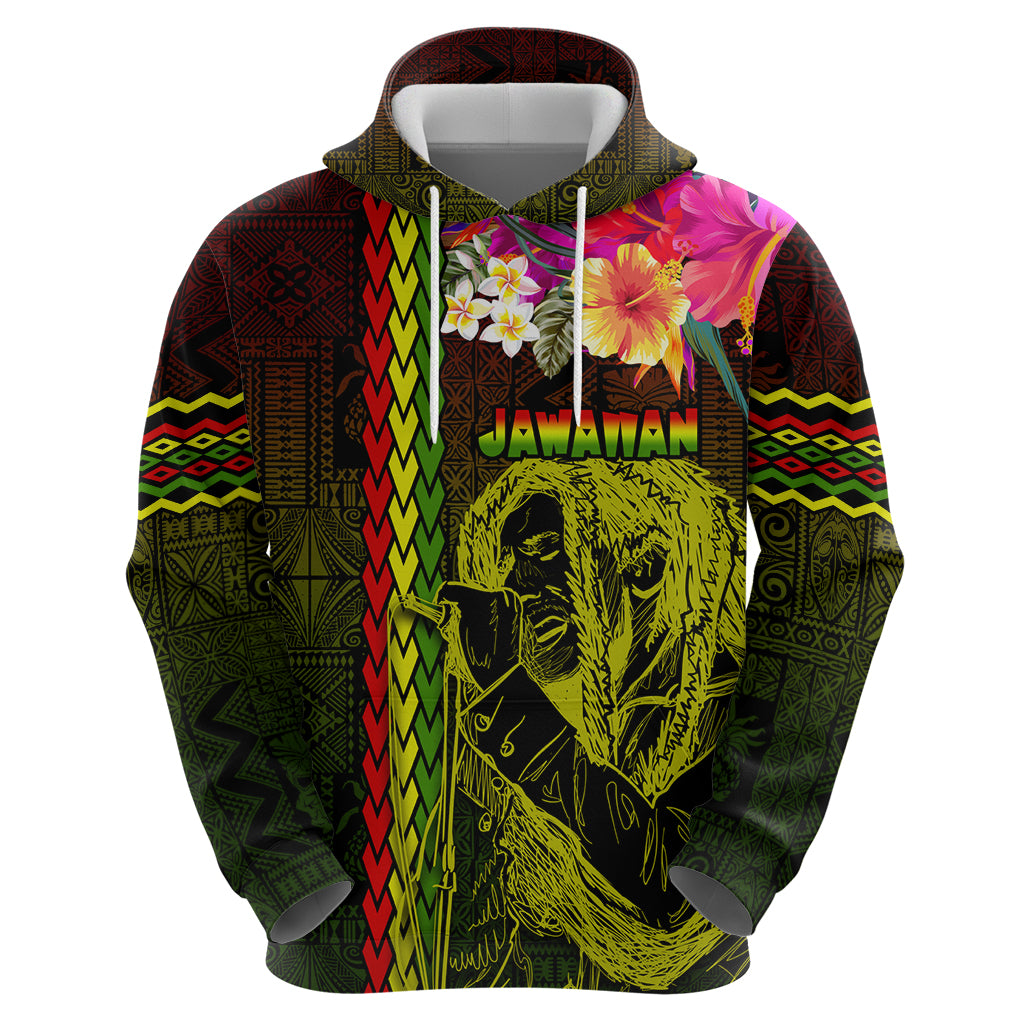 Hawaiian Reggae Music Zip Hoodie Jamaica Singer Tribal Polynesian and Hibiscus LT03 - Polynesian Pride