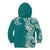 Aloha Polynesian Plumeria Flower Kid Hoodie Teal Color