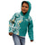 Aloha Polynesian Plumeria Flower Kid Hoodie Teal Color